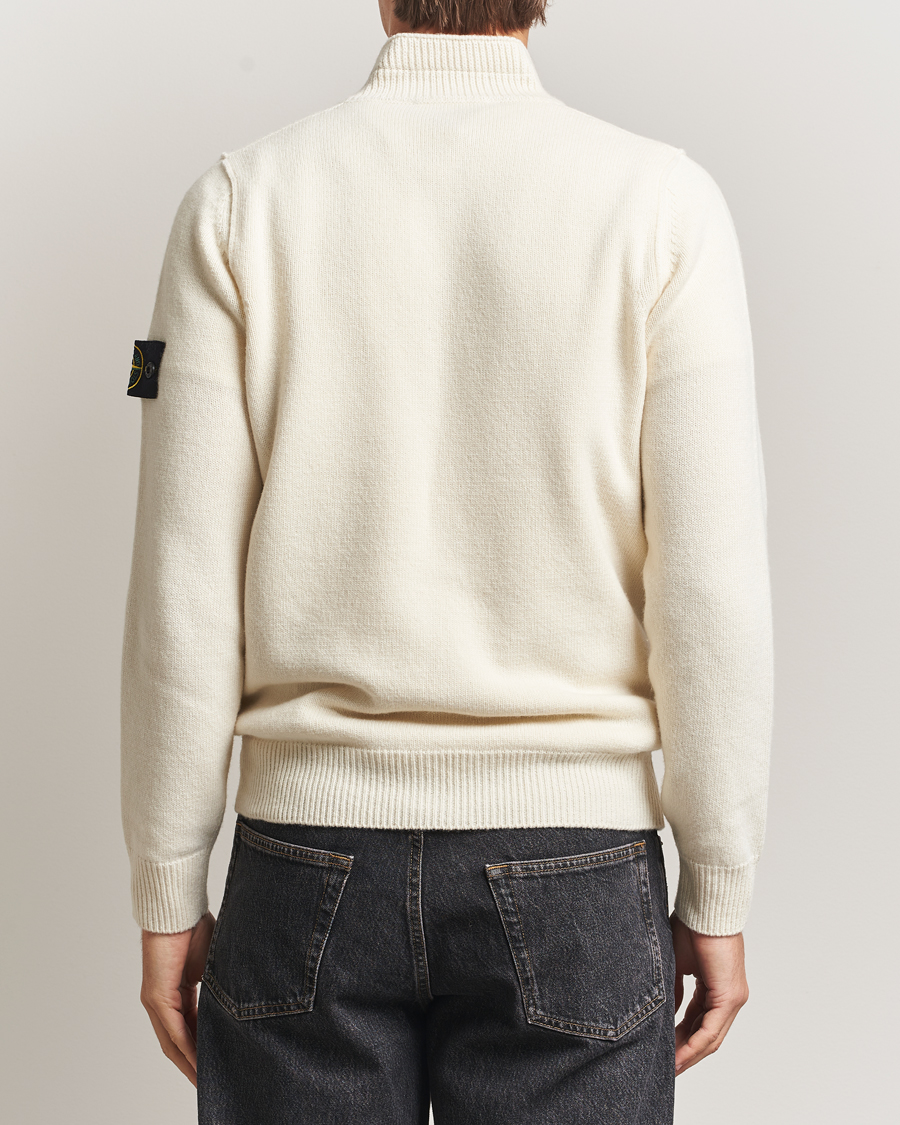 Uomini | Maglieria | Stone Island | Knitted Lambswool Half Button Zip Ivory