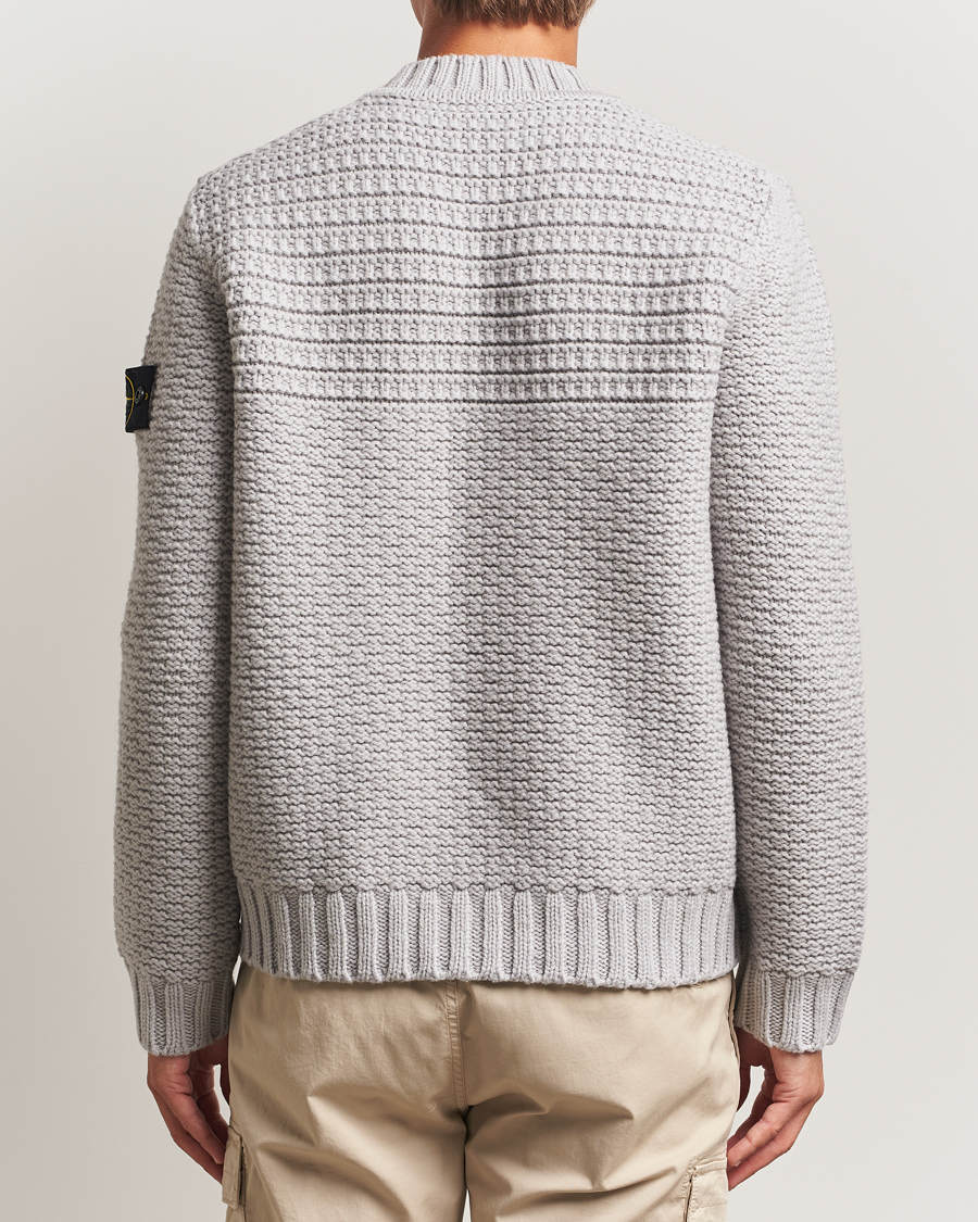 Uomini | Maglieria | Stone Island | Mixed Stiches Wool Knitted Crew Neck Pearl Grey