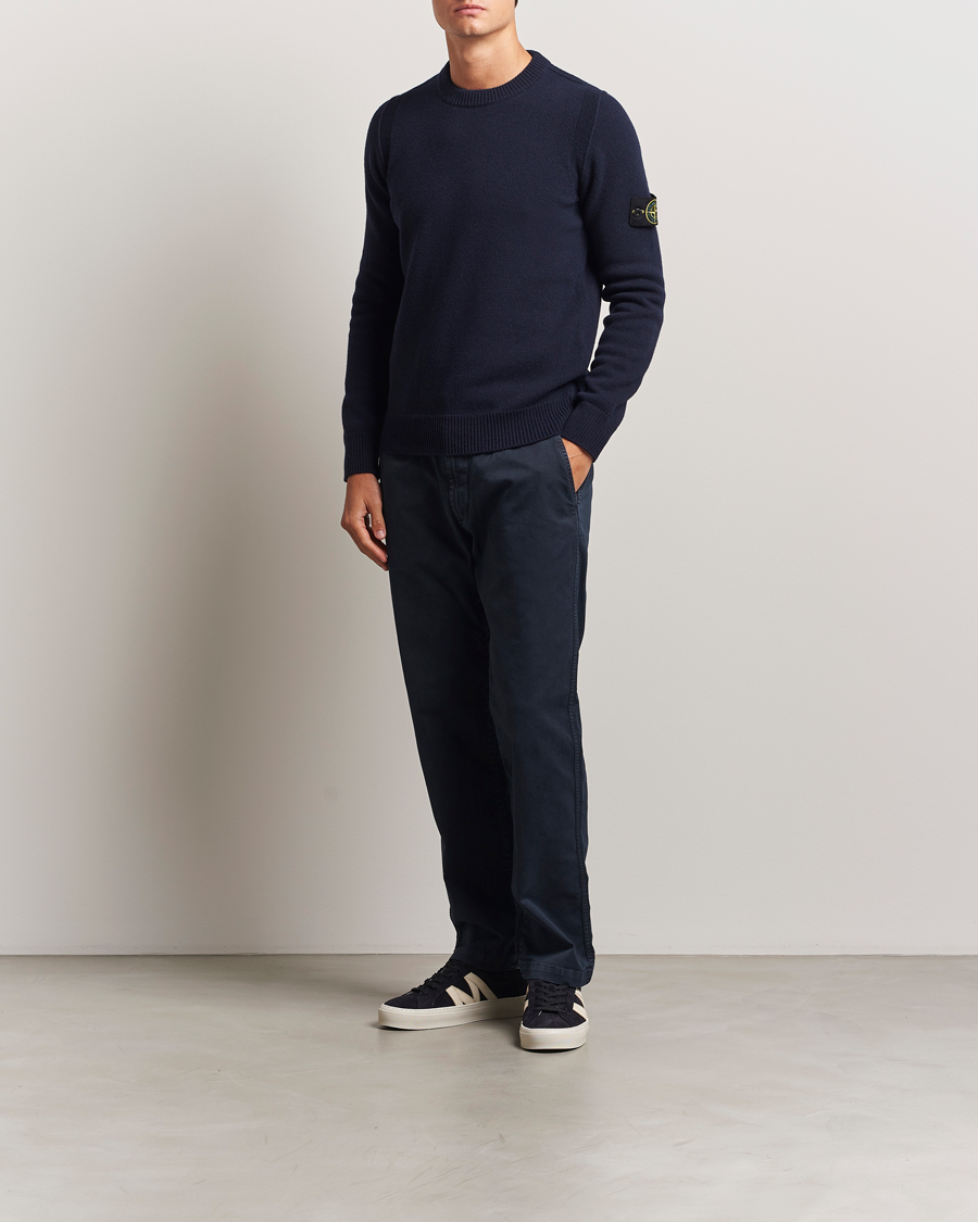 Uomini | Maglieria | Stone Island | Knitted Lambswool Crew Neck Navy