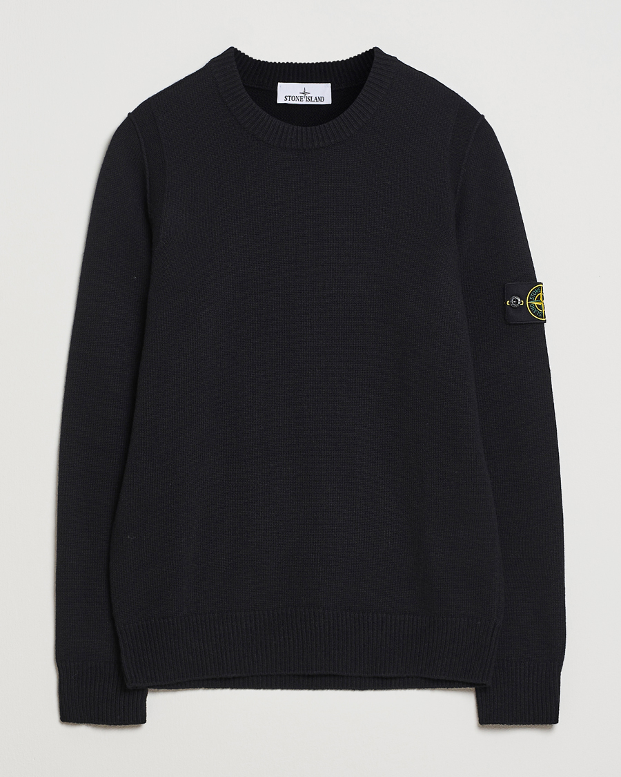 Uomini | Maglieria | Stone Island | Knitted Lambswool Crew Neck Black