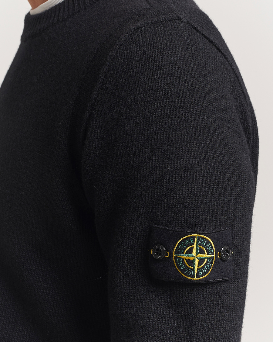 Uomini | Maglieria | Stone Island | Knitted Lambswool Crew Neck Black