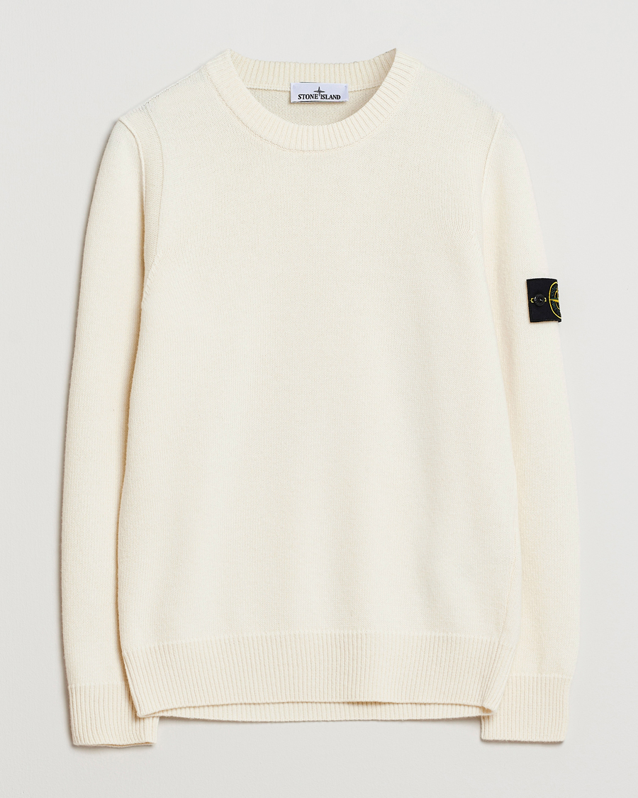 Uomini | Maglieria | Stone Island | Knitted Lambswool Crew Neck Ivory