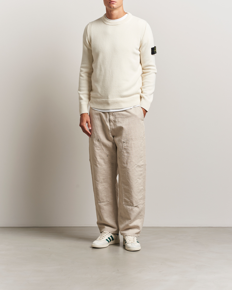 Uomini | Maglieria | Stone Island | Knitted Lambswool Crew Neck Ivory