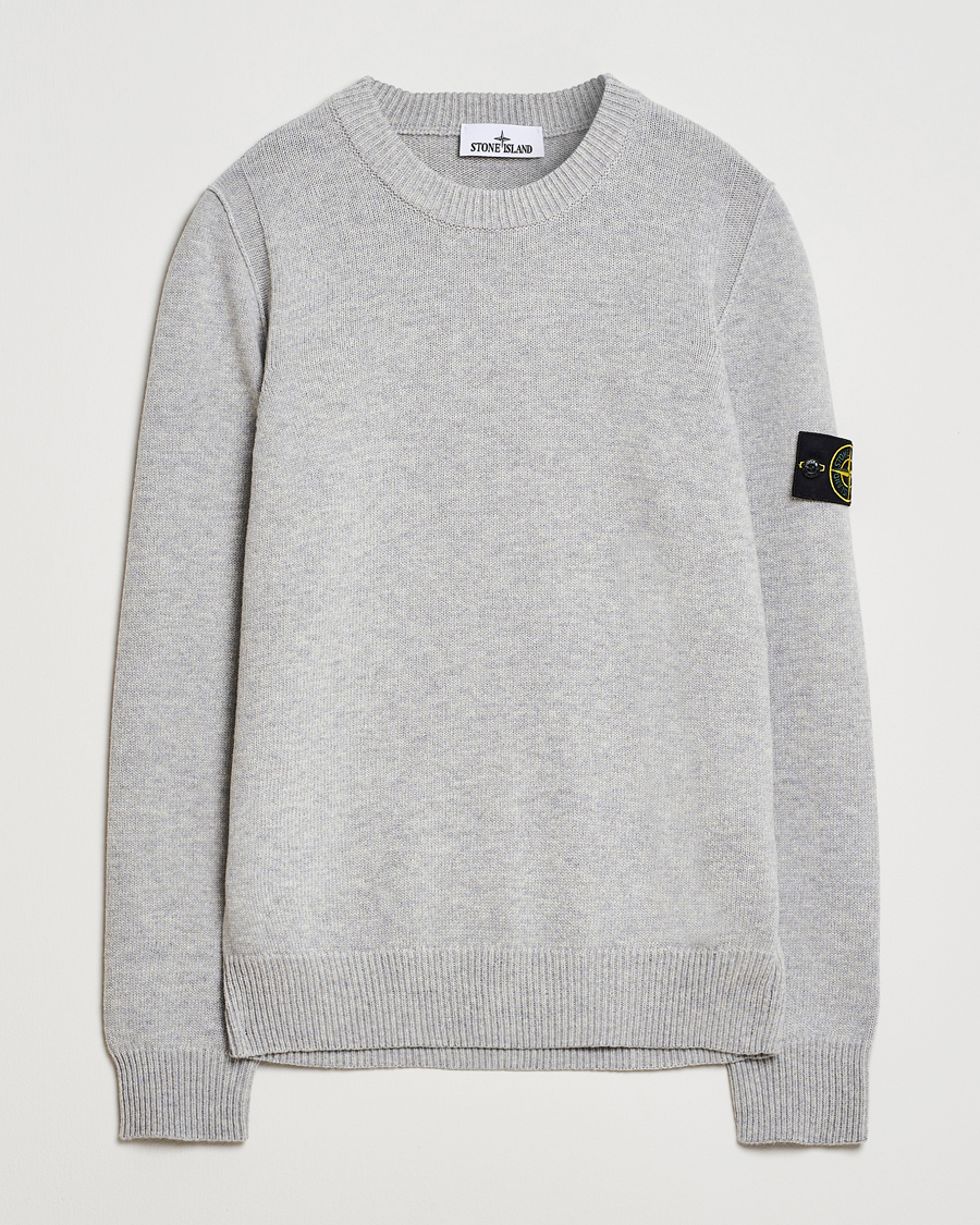 Uomini | Maglieria | Stone Island | Knitted Lambswool Crew Neck Grey Melange