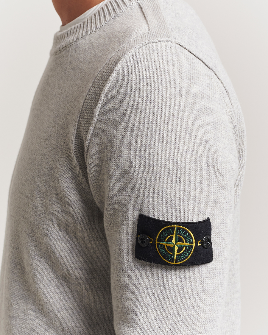 Uomini | Maglieria | Stone Island | Knitted Lambswool Crew Neck Grey Melange