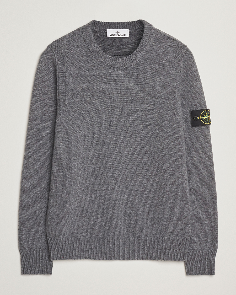 Uomini | Maglieria | Stone Island | Knitted Lambswool Crew Neck Cement Melange
