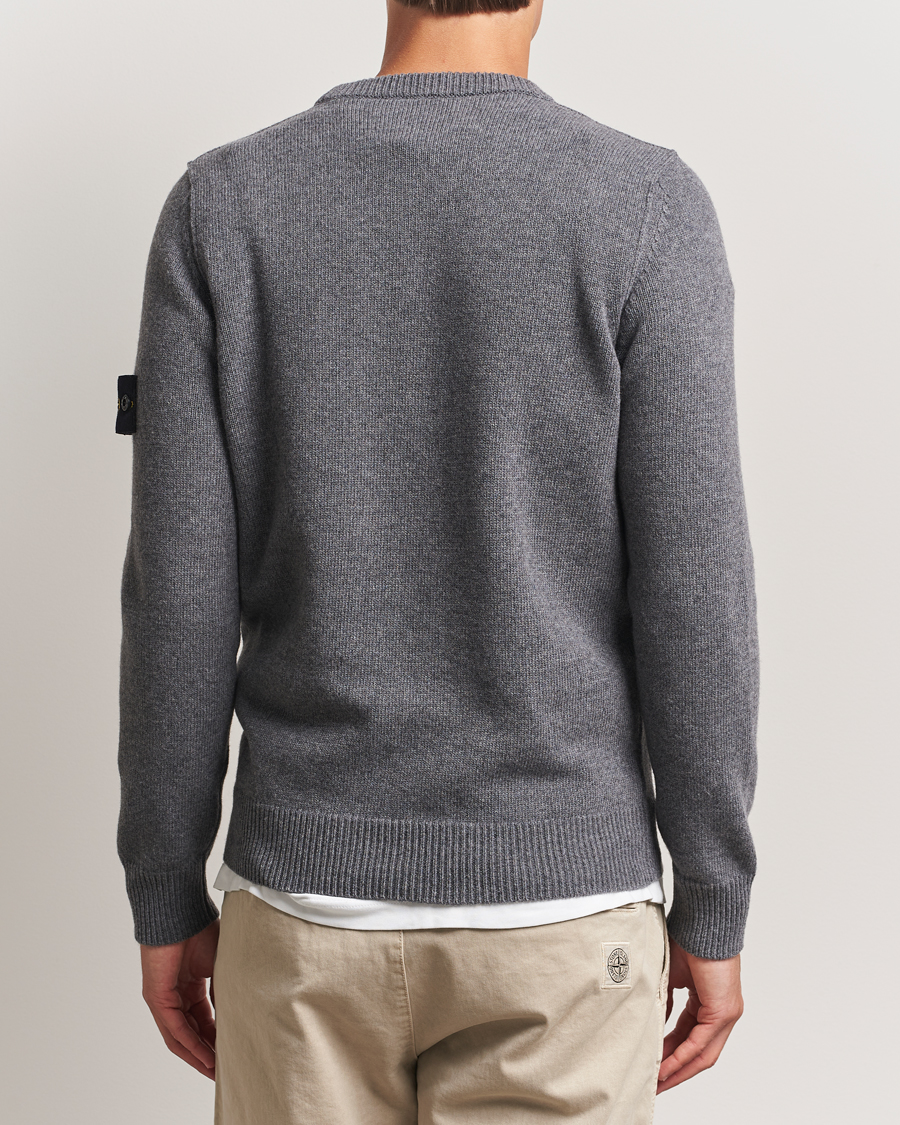 Uomini | Maglieria | Stone Island | Knitted Lambswool Crew Neck Cement Melange