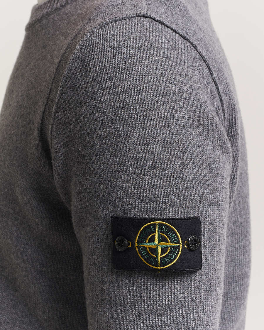 Uomini | Maglieria | Stone Island | Knitted Lambswool Crew Neck Cement Melange