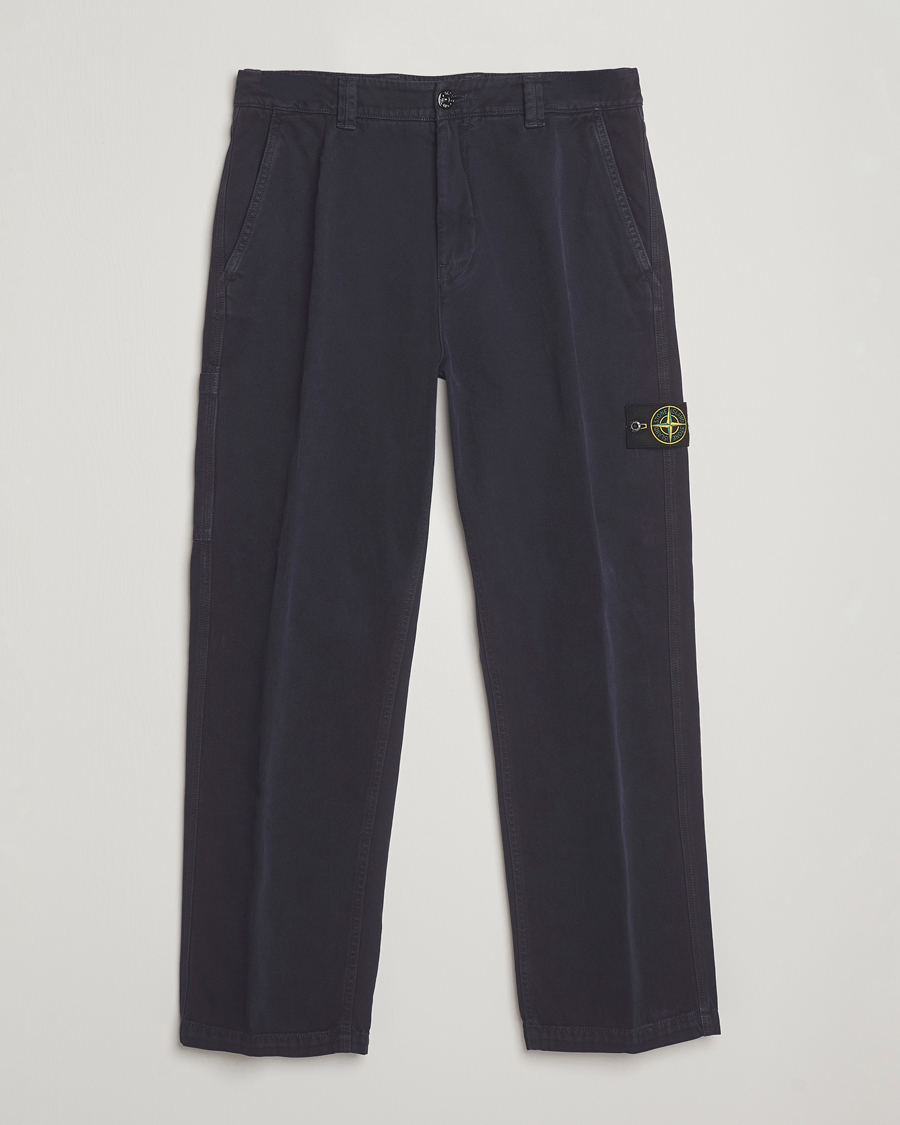Uomini | Pantaloni | Stone Island | Panama Cotton Old Effect Trousers Ink