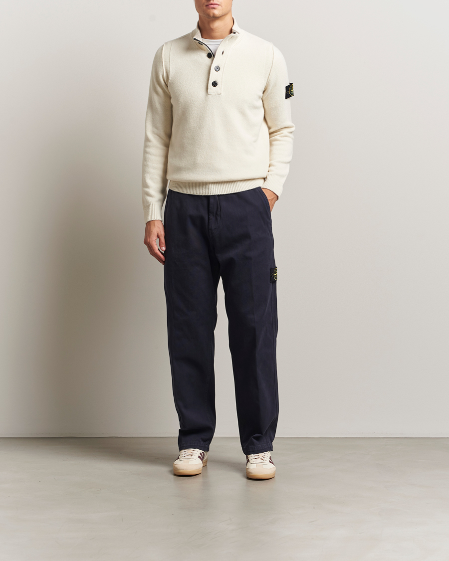 Uomini | Pantaloni | Stone Island | Panama Cotton Old Effect Trousers Ink