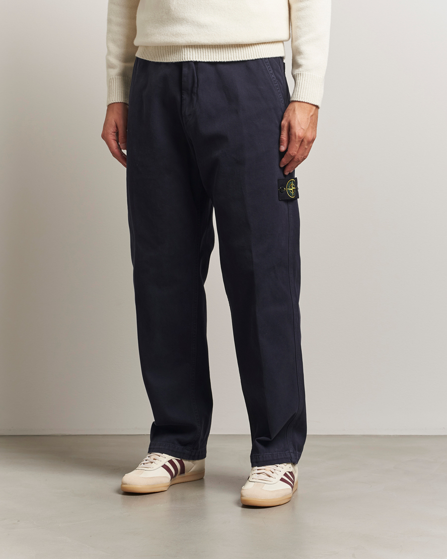 Uomini | Pantaloni | Stone Island | Panama Cotton Old Effect Trousers Ink
