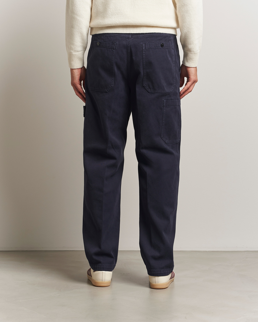Uomini | Pantaloni | Stone Island | Panama Cotton Old Effect Trousers Ink