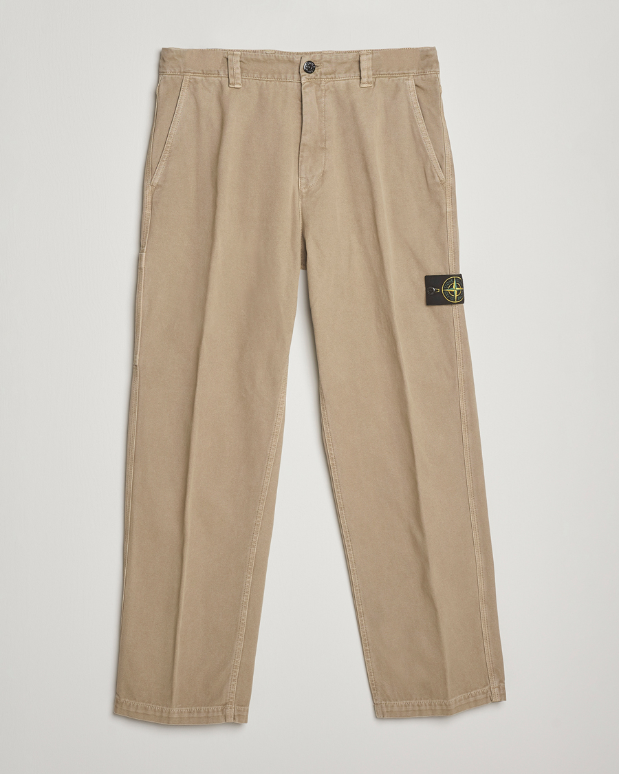 Uomini | Pantaloni | Stone Island | Panama Cotton Old Effect Trousers Desert