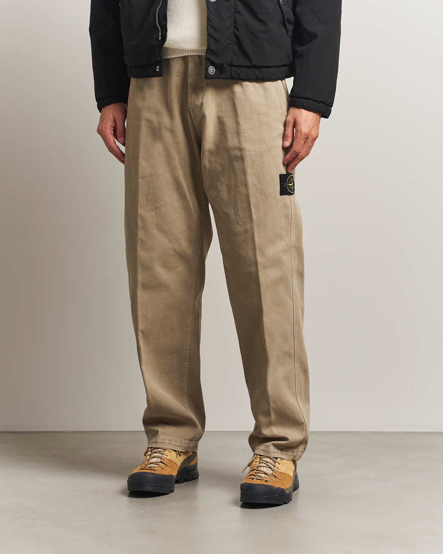 Uomini | Pantaloni | Stone Island | Panama Cotton Old Effect Trousers Desert