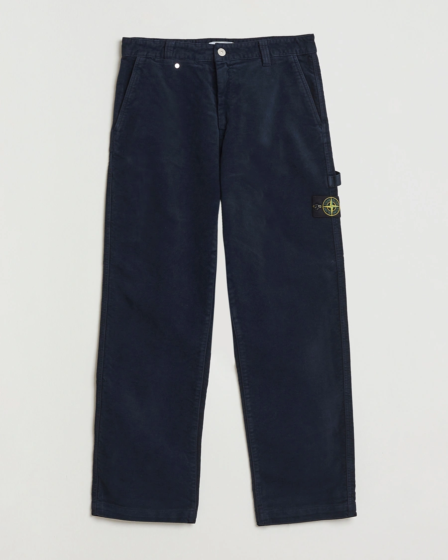 Uomini | Pantaloni | Stone Island | Cotton Moleskin Trousers Navy