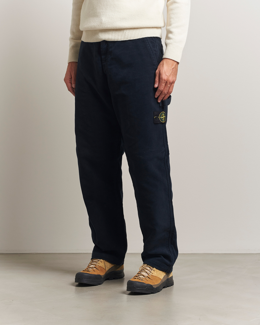Uomini | Pantaloni | Stone Island | Cotton Moleskin Trousers Navy