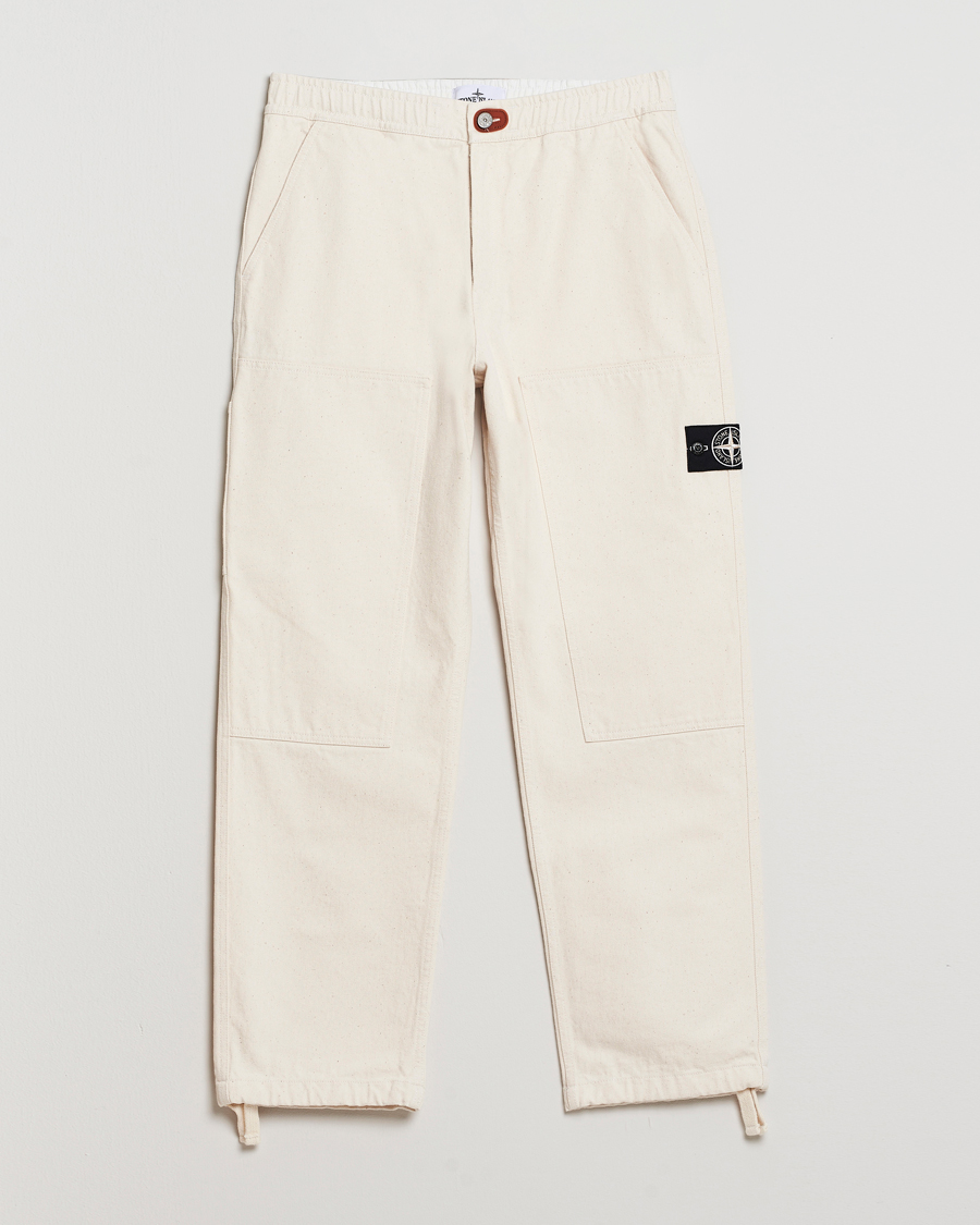 Uomini | Pantaloni | Stone Island | RAW Washed Cotton Gabardine Trousers Ivory