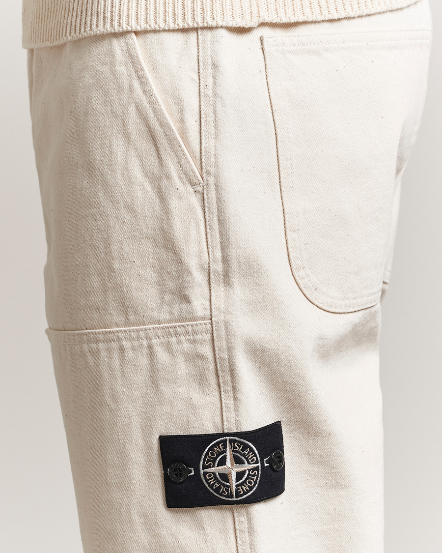 Uomini | Pantaloni | Stone Island | RAW Washed Cotton Gabardine Trousers Ivory