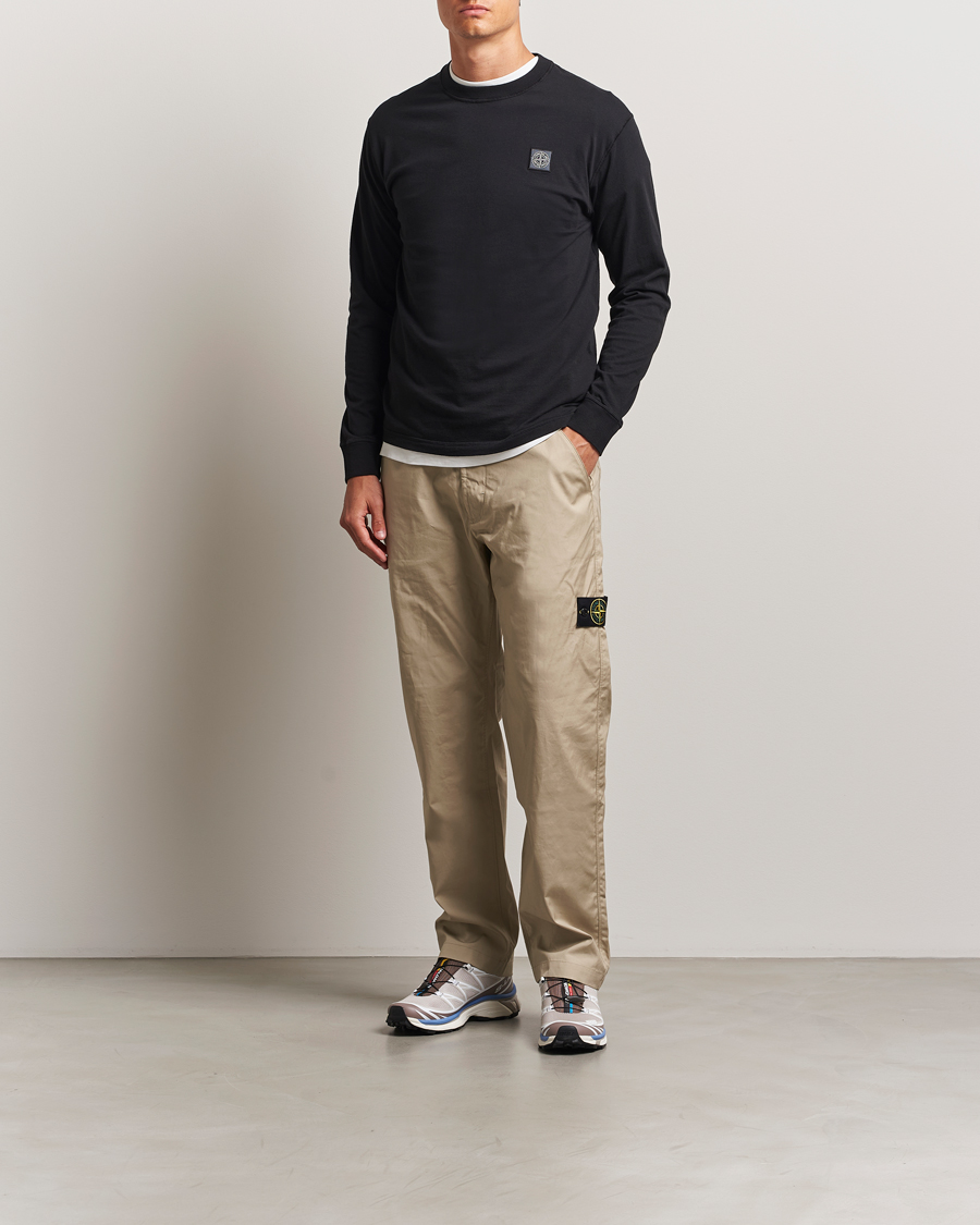 Uomini | T-shirt | Stone Island | Long Sleeve Garment Dyed Cotton Jersey T-Shirt Black