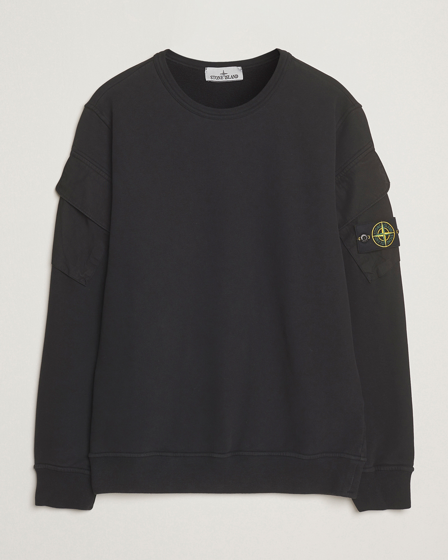 Uomini | Maglieria | Stone Island | Organic Cotton Fleece Arm Pocket Sweatshirt Black