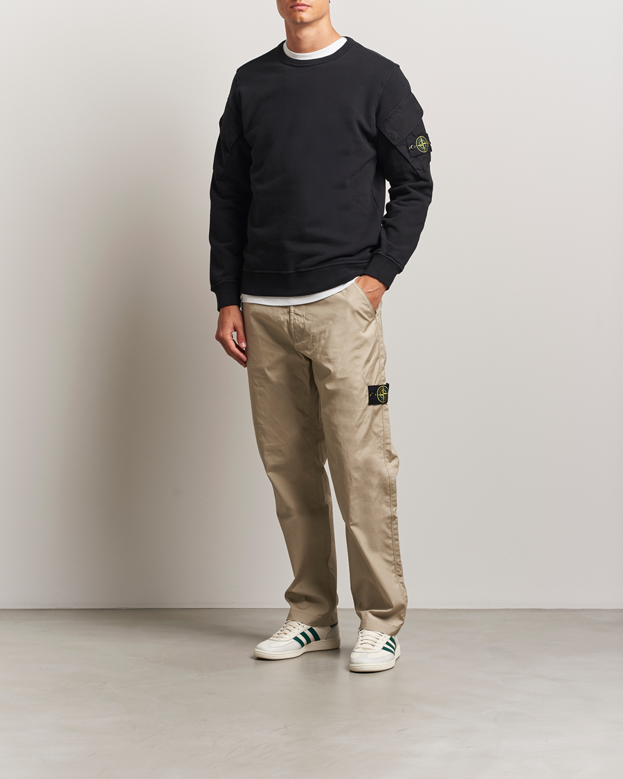 Uomini | Maglieria | Stone Island | Organic Cotton Fleece Arm Pocket Sweatshirt Black