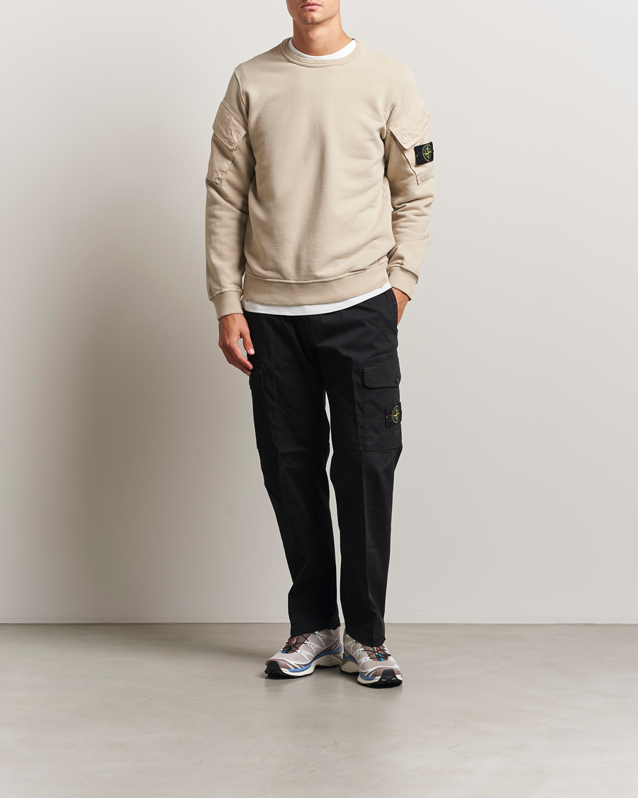 Uomini | Maglieria | Stone Island | Organic Cotton Fleece Arm Pocket Sweatshirt Desert