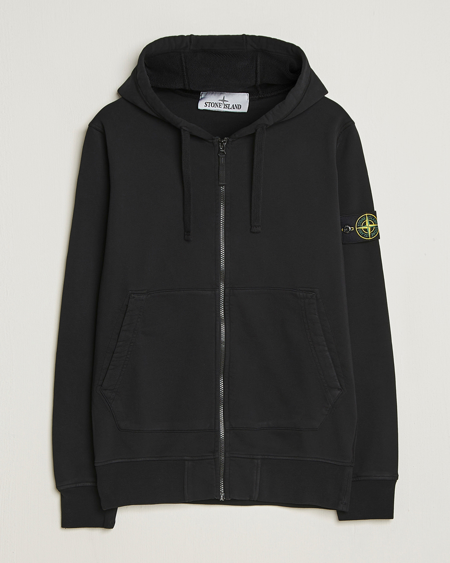Uomini | Maglieria | Stone Island | Garment Dyed Fleece Full-Zip Hood Black