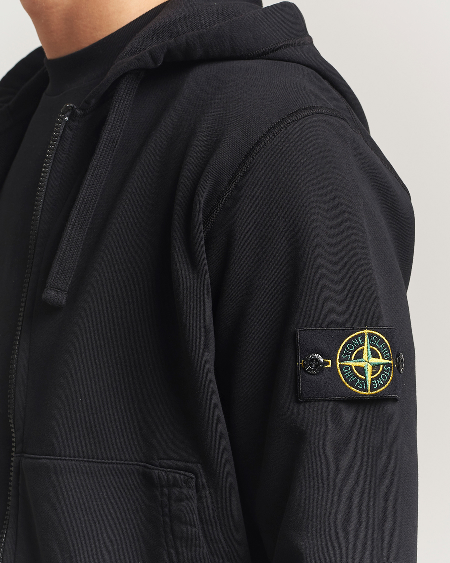 Uomini | Maglieria | Stone Island | Garment Dyed Fleece Full-Zip Hood Black