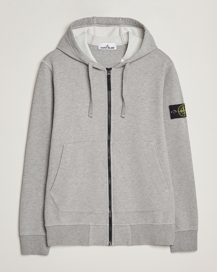 Uomini | Maglieria | Stone Island | Garment Dyed Fleece Full-Zip Hood Grey Melange
