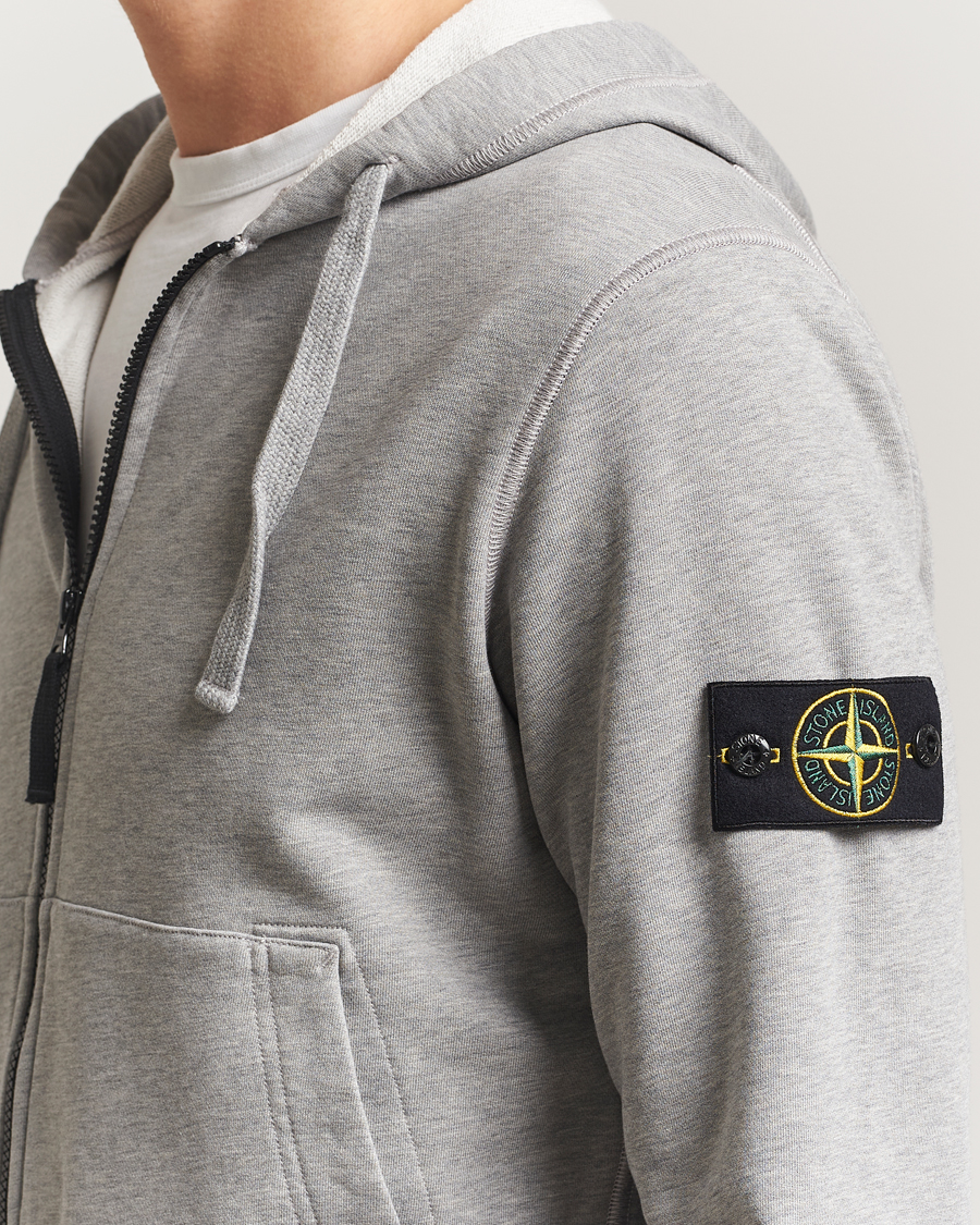 Uomini | Maglieria | Stone Island | Garment Dyed Fleece Full-Zip Hood Grey Melange
