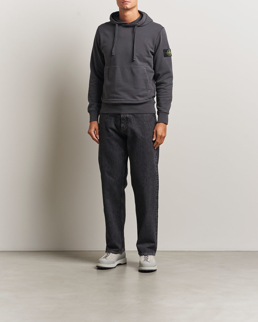 Uomini | Maglieria | Stone Island | Garment Dyed Fleece Hood Lead Grey