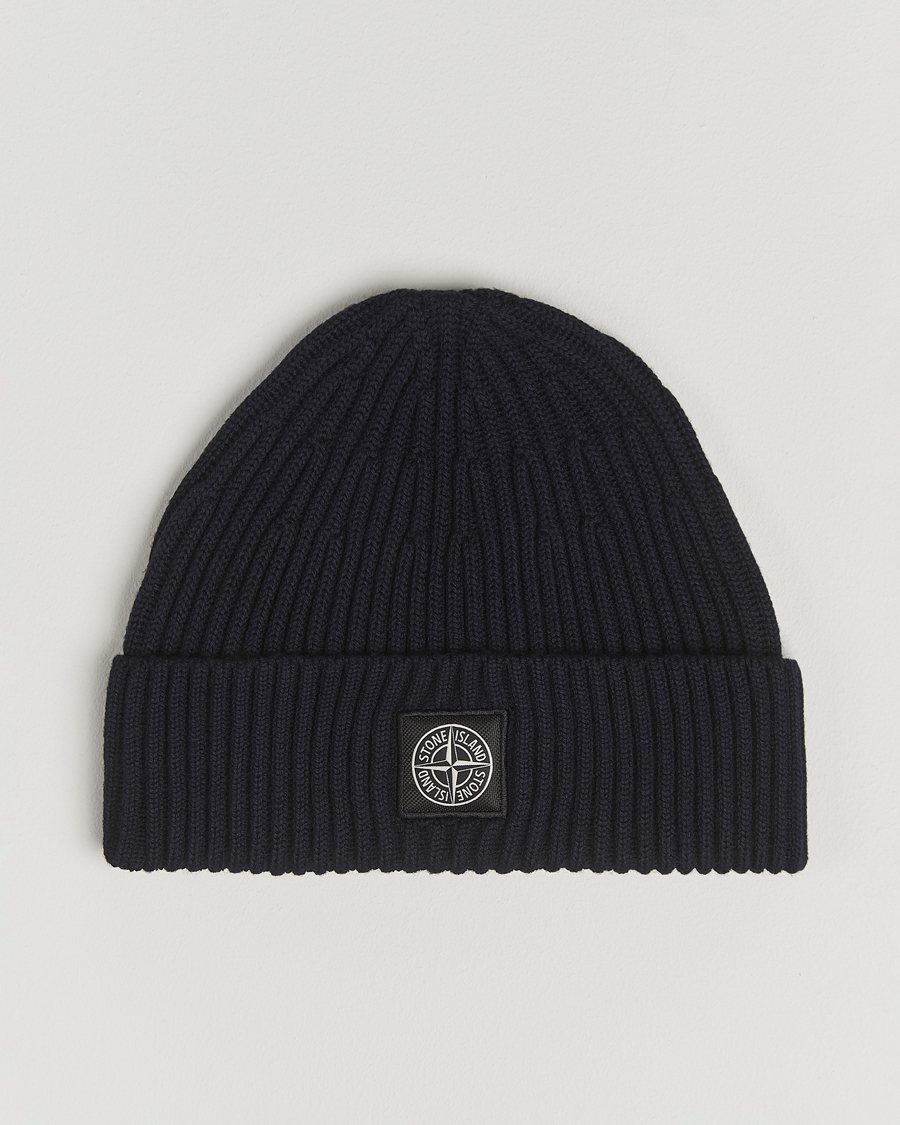 Uomini | Stone Island Full Rib Wool Hat Navy Blue | Stone Island | Full Rib Wool Hat Navy Blue