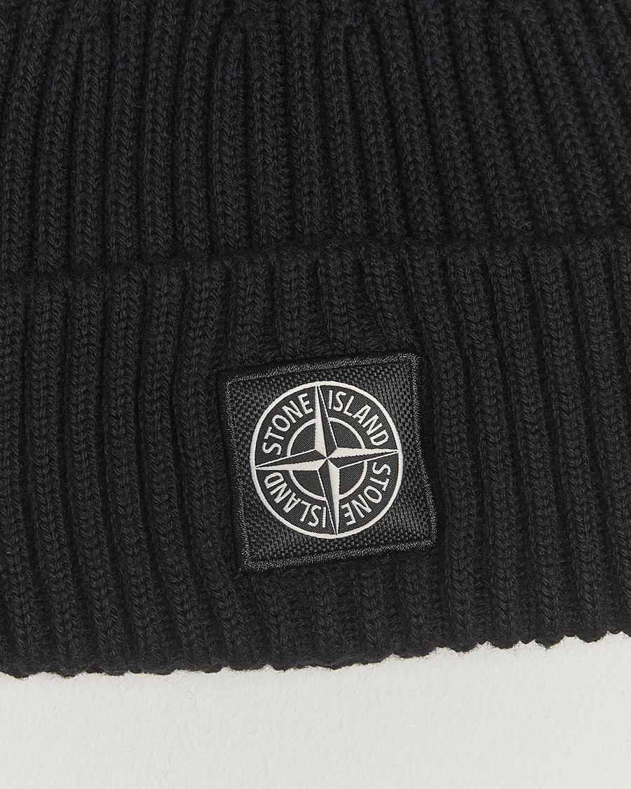 Uomini | Berretti | Stone Island | Full Rib Wool Beanie Black