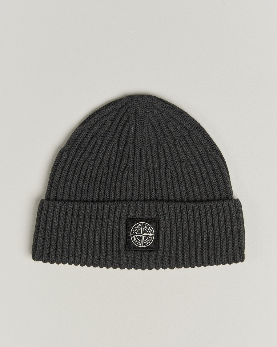 Uomini | Stone Island Full Rib Wool Beanie Lead Grey | Stone Island | Full Rib Wool Beanie Lead Grey
