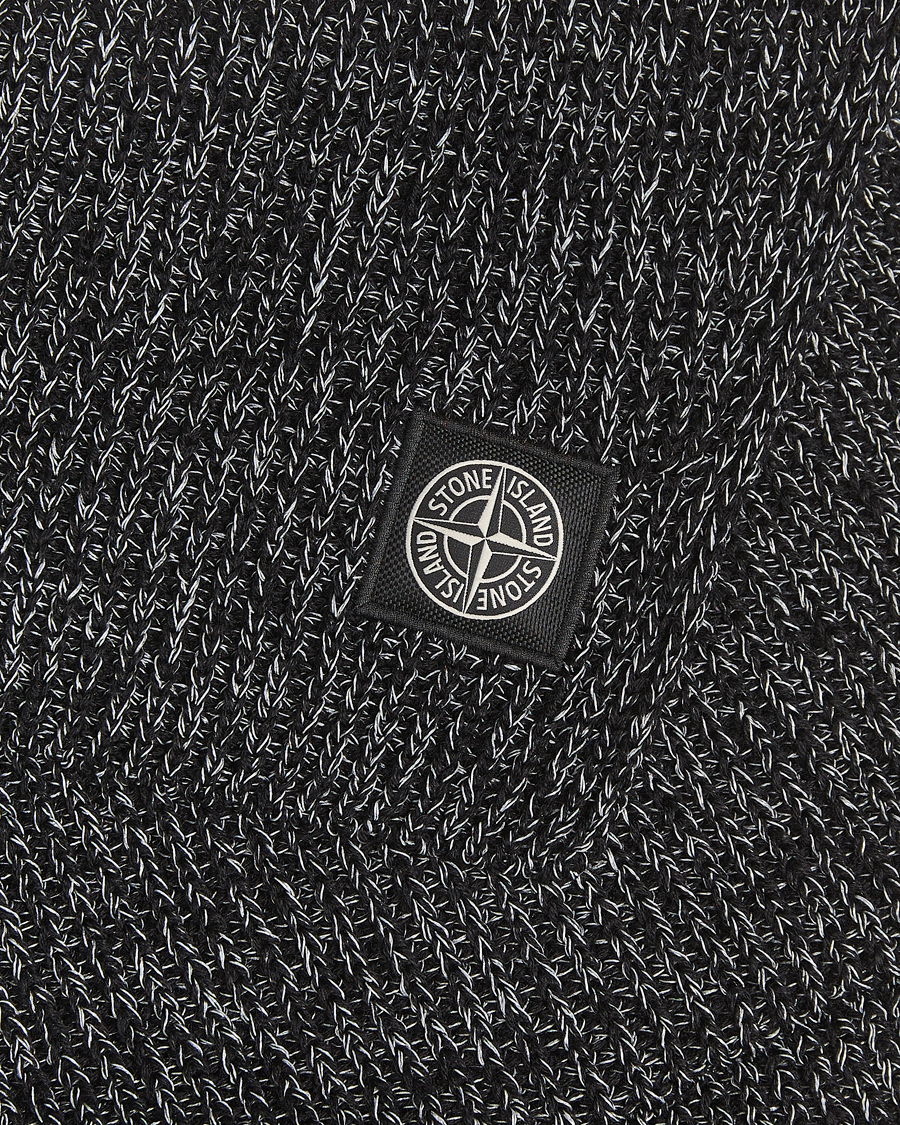 Uomini | Stone Island Reflective Cotton Knit Balaclava Black Melange | Stone Island | Reflective Cotton Knit Balaclava Black Melange