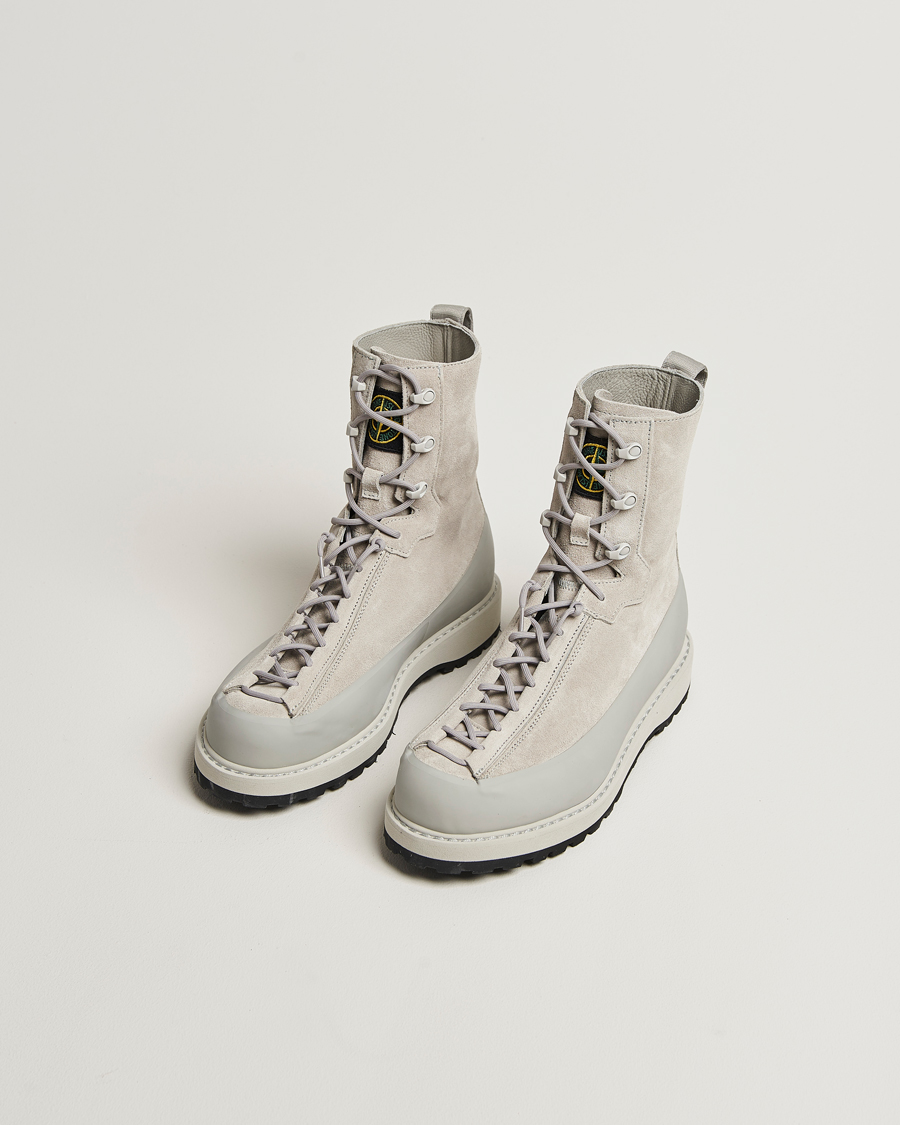 Uomini | Stivali | Stone Island | Suede Hiking Boots Pearl Grey