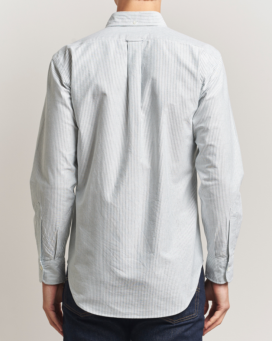 Uomini | Camicie | Kamakura Shirts | Vintage Ivy Oxford Button Down Shirt Green Stripe