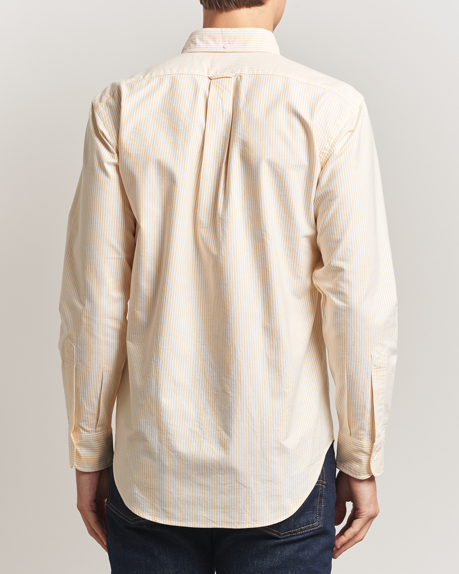 Uomini | Camicie | Kamakura Shirts | Vintage Ivy Oxford Button Down Shirt Yellow Stripe