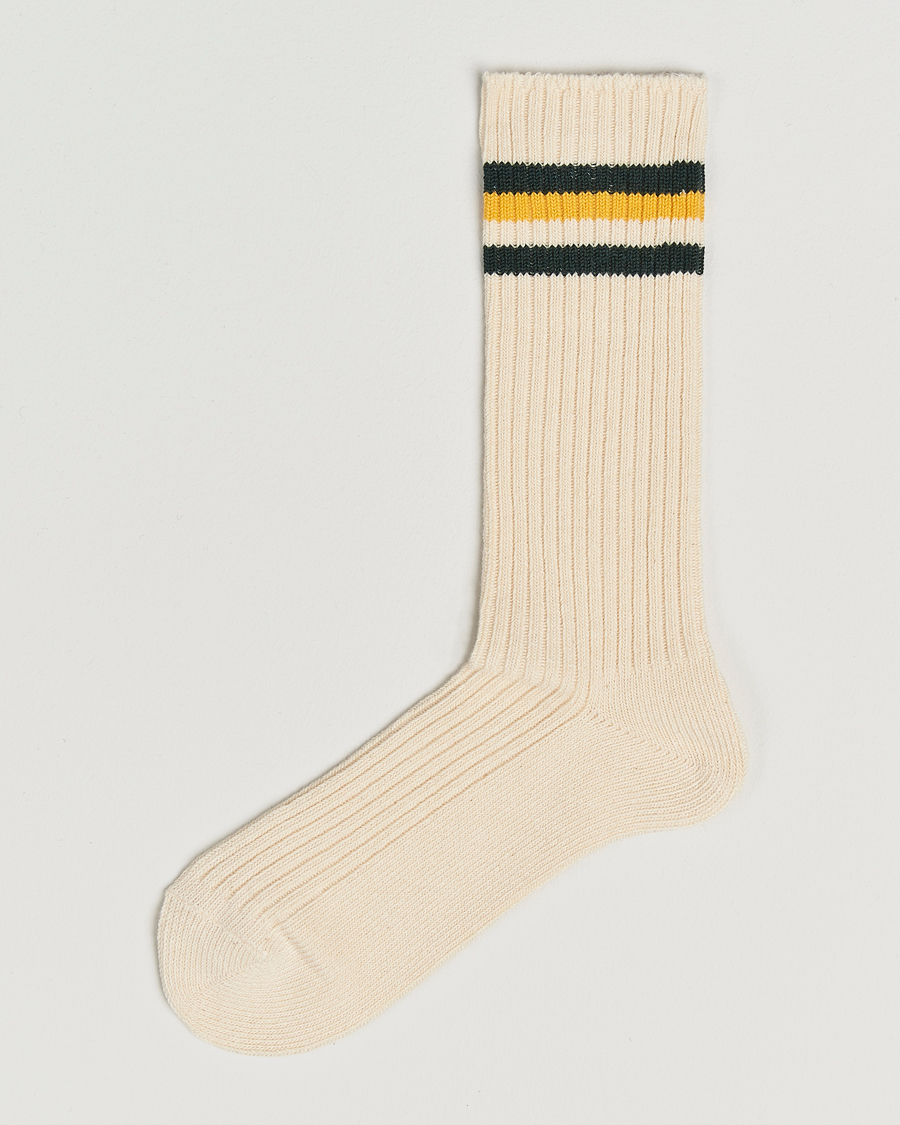 Uomini | Biancheria intima | Kamakura Shirts | Vintage Ivy Socks White/Yellow