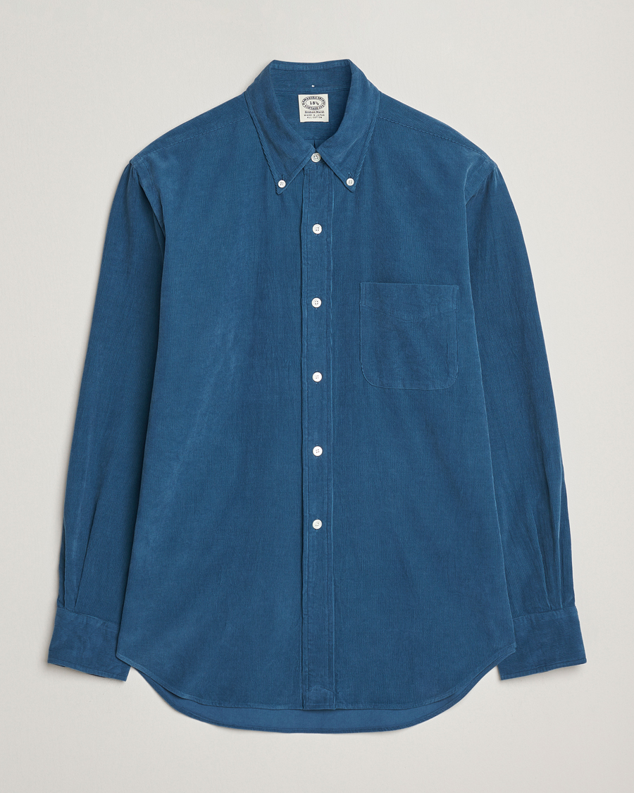 Uomini | Camicie | Kamakura Shirts | Vintage Ivy Needle Cord Shirt Smoke Blue