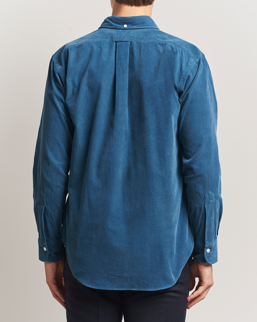 Uomini | Camicie | Kamakura Shirts | Vintage Ivy Needle Cord Shirt Smoke Blue