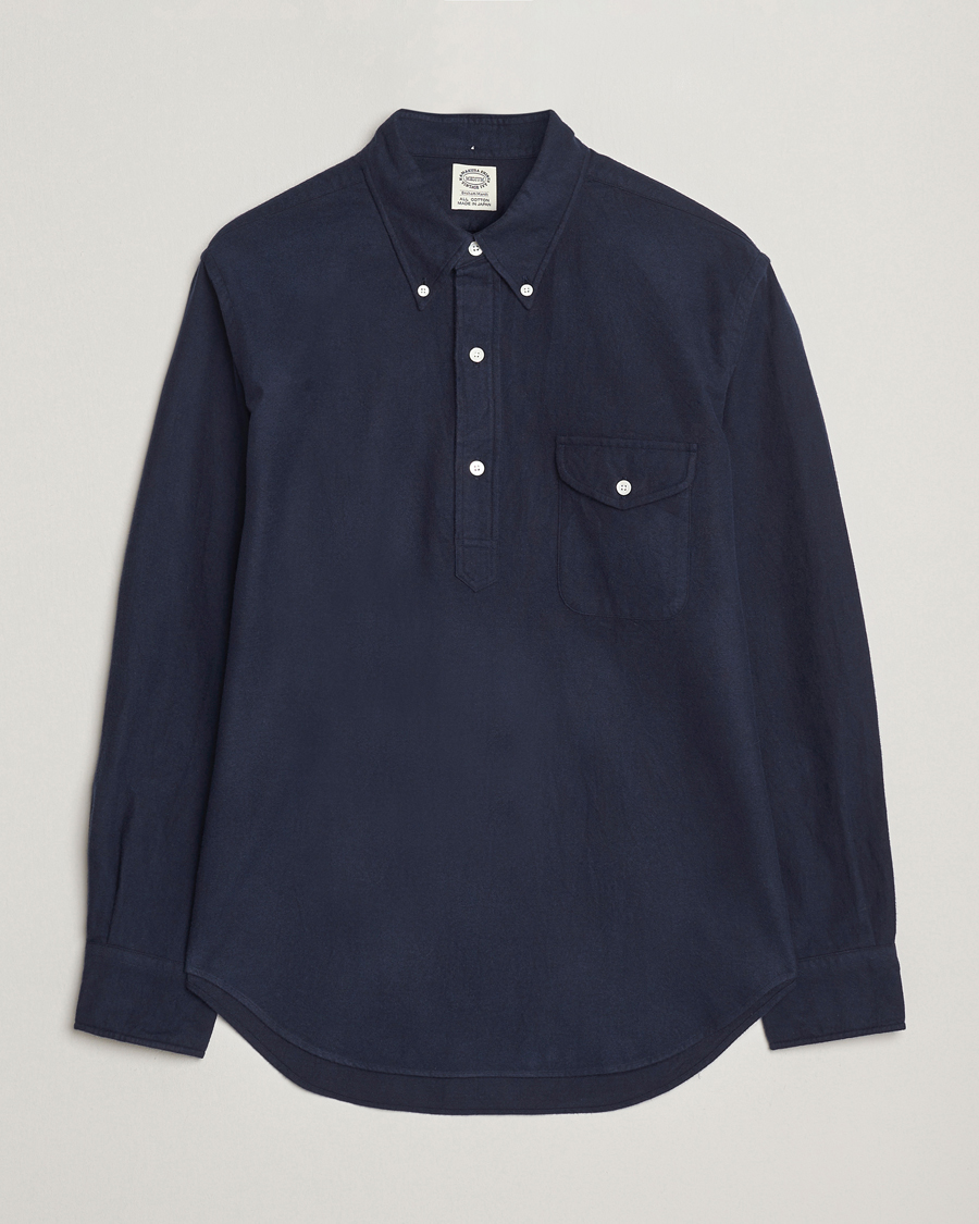 Uomini | Camicie | Kamakura Shirts | Vintage Ivy Oxford Popover Shirt Navy