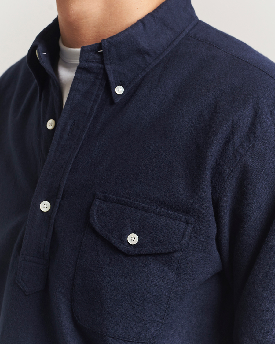 Uomini | Camicie | Kamakura Shirts | Vintage Ivy Oxford Popover Shirt Navy