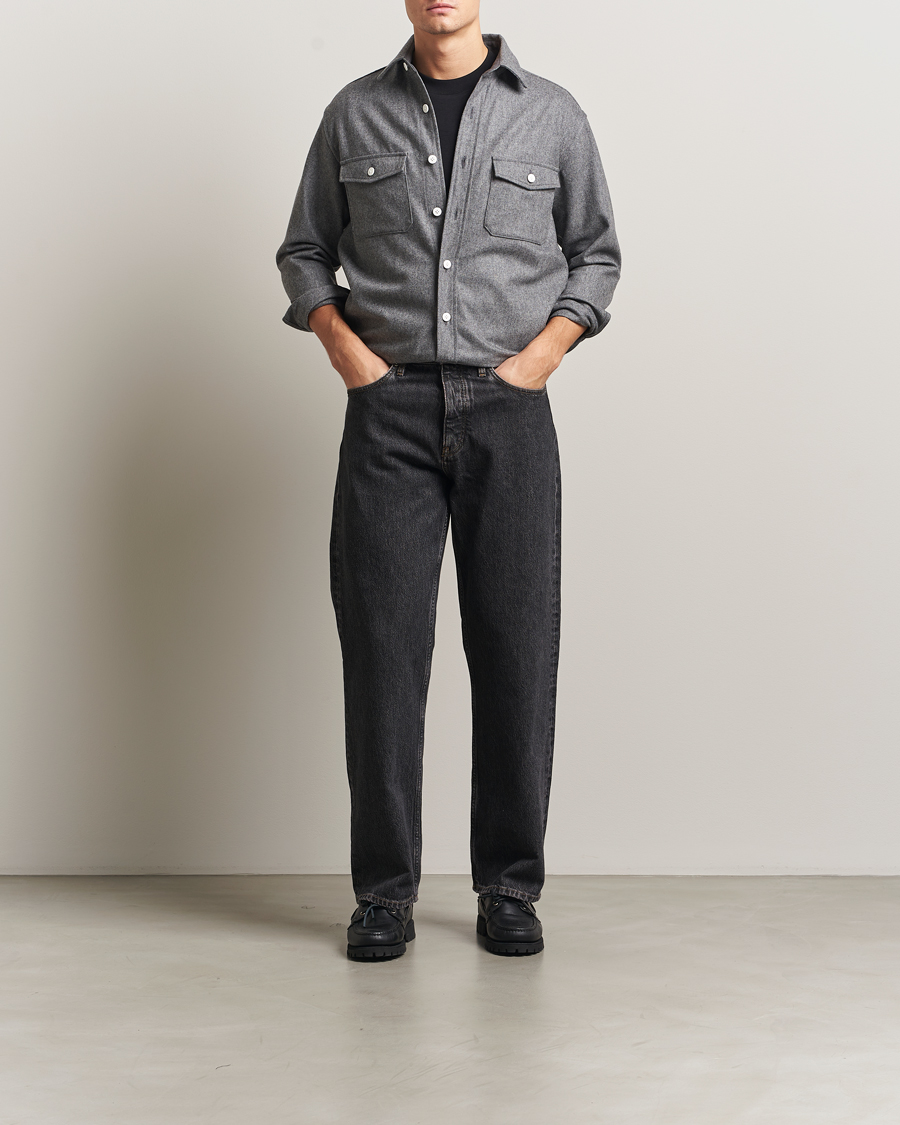 Uomini | Camicie | Kamakura Shirts | Wool Flannel CPO Shirt Grey Melange