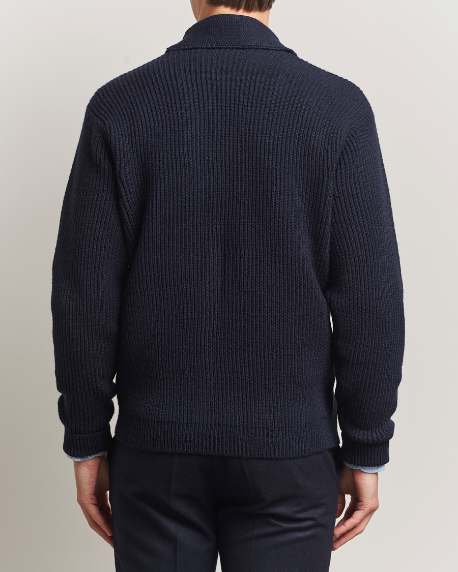 Uomini | Maglieria | Kamakura Shirts | McQueen Shawl Collar Cardigan Navy