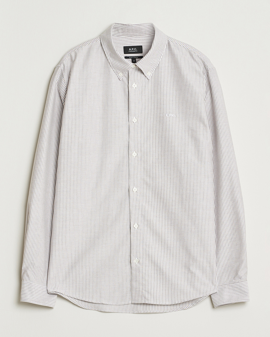 Uomini | Camicie | A.P.C. | Greg Striped Oxford Shirt Burgundy/White