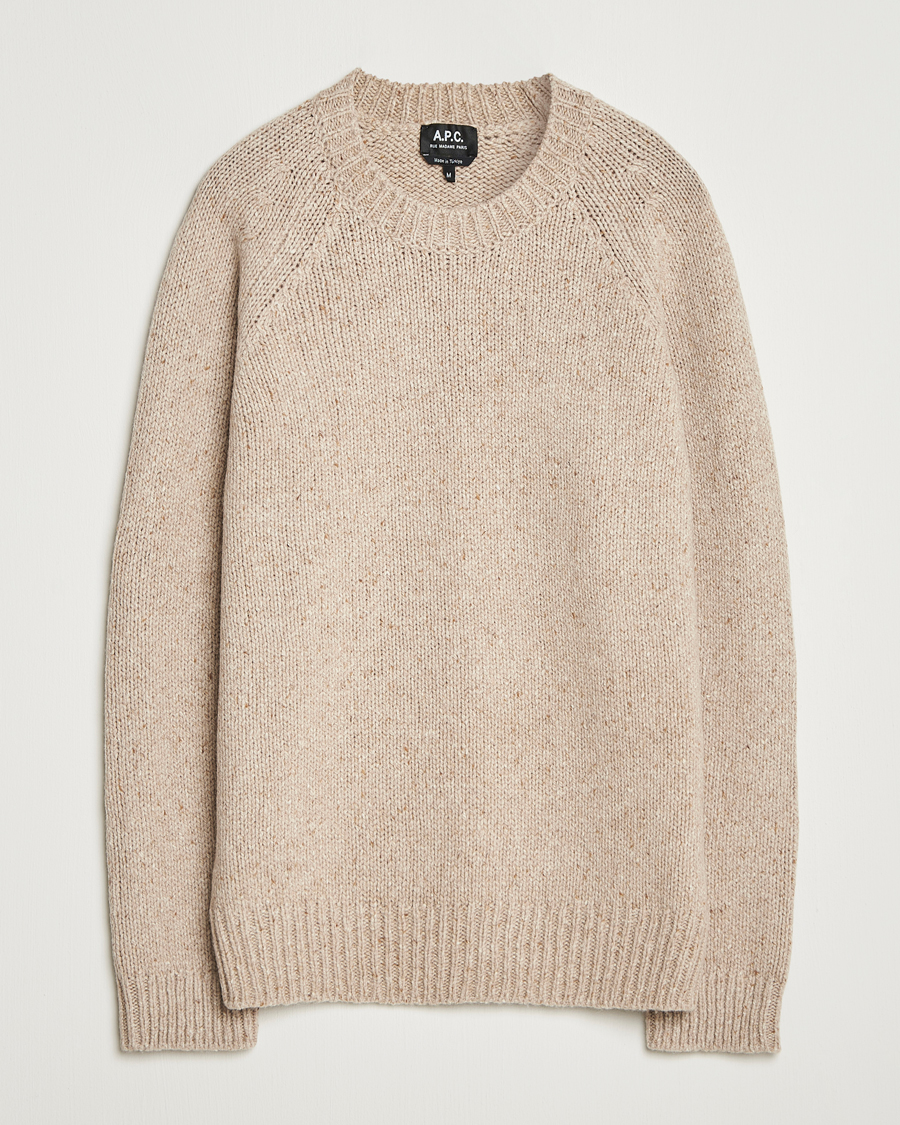 Uomini | Maglieria | A.P.C. | Harris Wool Knitted Sweater Beige
