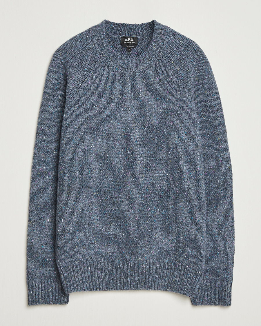 Uomini | Maglieria | A.P.C. | Harris Wool Knitted Sweater Blue Grey