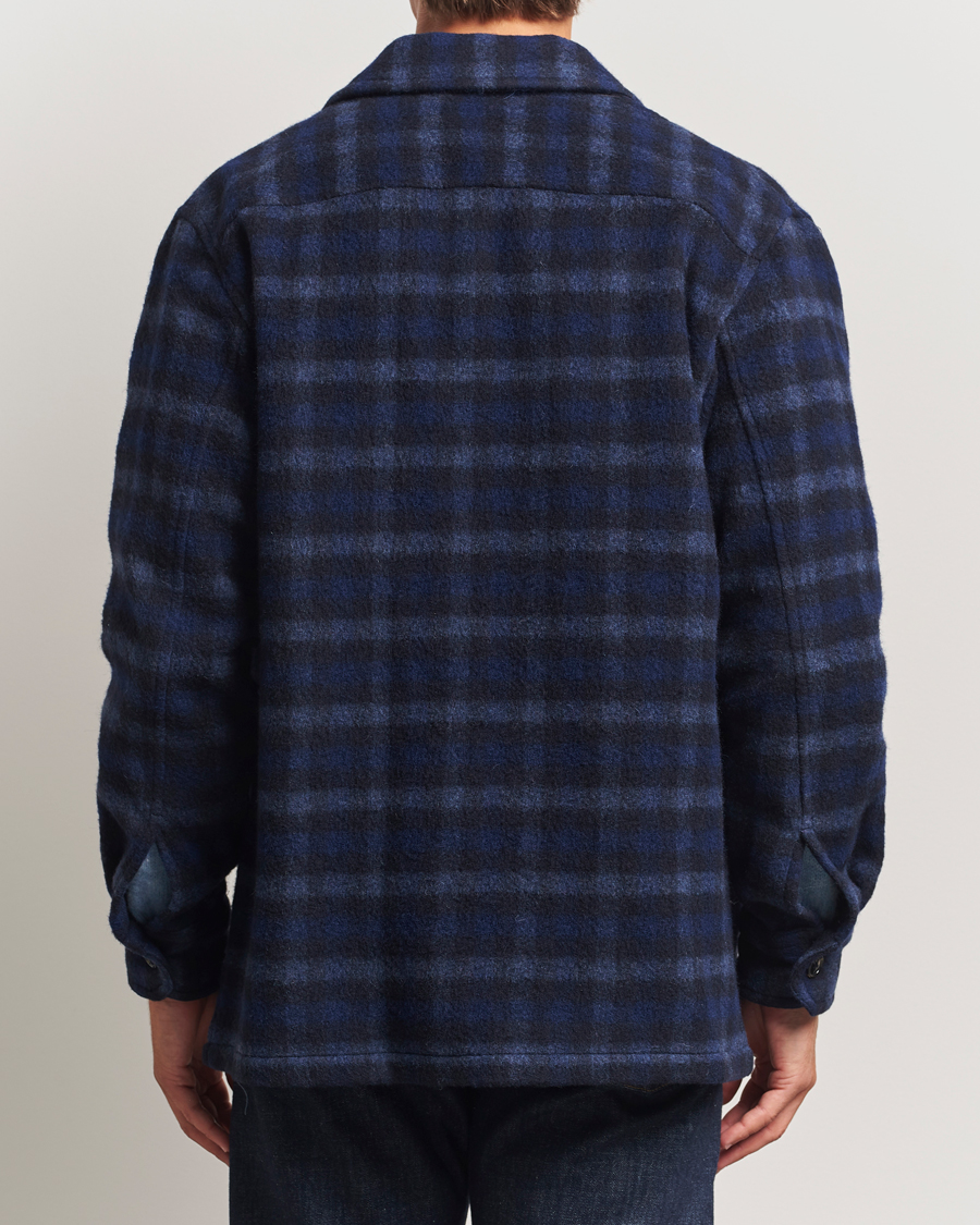 Uomini | Giacche | A.P.C. | Stanley Wool Checked Shirt Jacket Dark Navy
