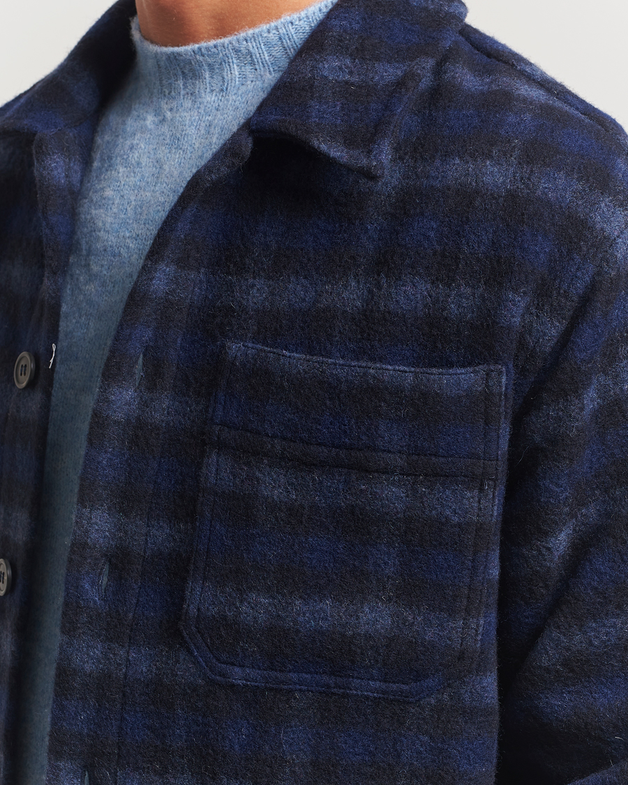 Uomini | Giacche | A.P.C. | Stanley Wool Checked Shirt Jacket Dark Navy